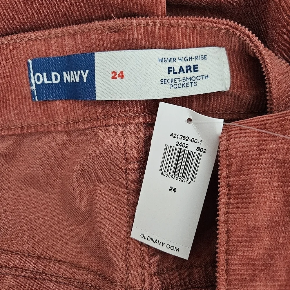 Old Navy Flare Corduroy Pants Spice Girl  Orange Higher High Rise 24